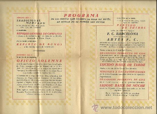 Coleccionismo deportivo: L15-21  Guerra Civil - BAR&Ccedil;A - Programa de las Fiestas de ART&Eacute;S - Tama&ntilde;o 31,5 x 22