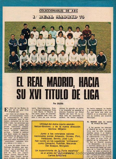 Coleccionismo deportivo: COLECCIONABLE DE LOS DOMINGOS DE ABC. N&ordm; 1. REAL MADRID 75. 1975. - Foto 1