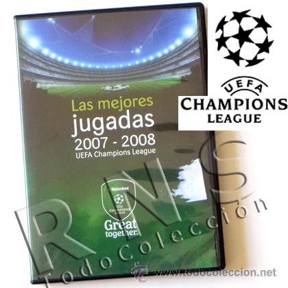 Collectionnisme sportif: DVD MEJORES JUGADAS 2007 08 UEFA LIGA CAMPEONES F&Uacute;TBOL DEPORTE CERVEZA REAL MADRID FC BARCELONA