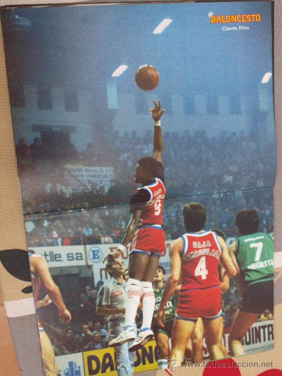 Coleccionismo deportivo: POSTER BALONCESTO CLAUDE RILEY CAI ZARAGOZA - Foto 1