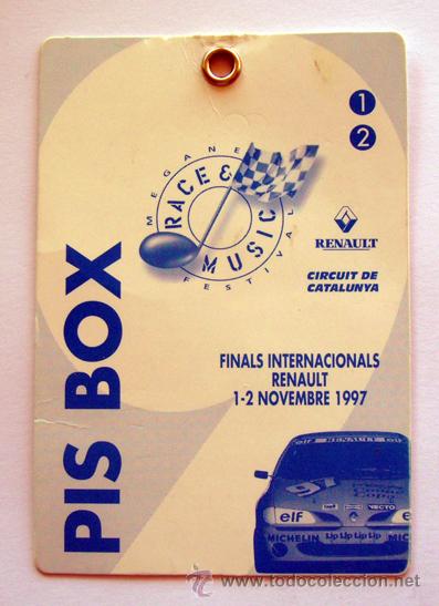 Coleccionismo deportivo: CIRCUIT DE CATALUNYA . FINALS INTERNACIONALS RENAULT . 1997 . IDENTIFICACION PIS BOX