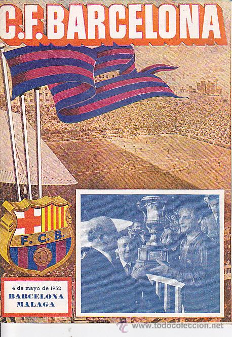 Coleccionismo deportivo: PROGRAMA OFICIAL C.F. BARCELONA 4-5-1952 BARCELONA - MALAGA - Foto 1