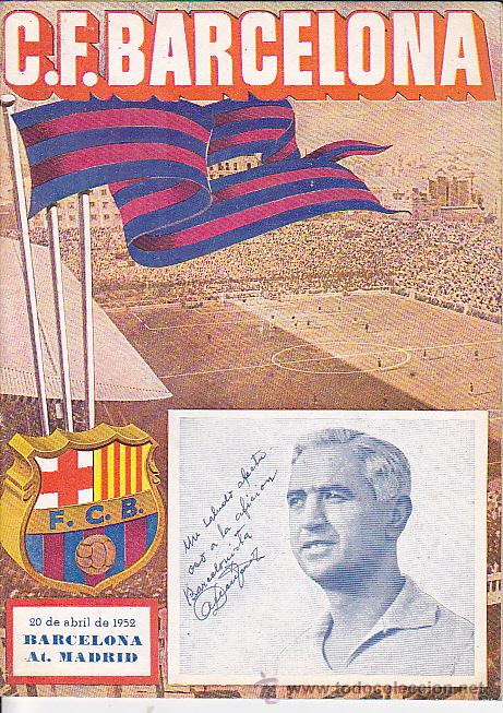 Coleccionismo deportivo: PROGRAMA OFICIAL C.F. BARCELONA 20-4-1952 - Foto 1