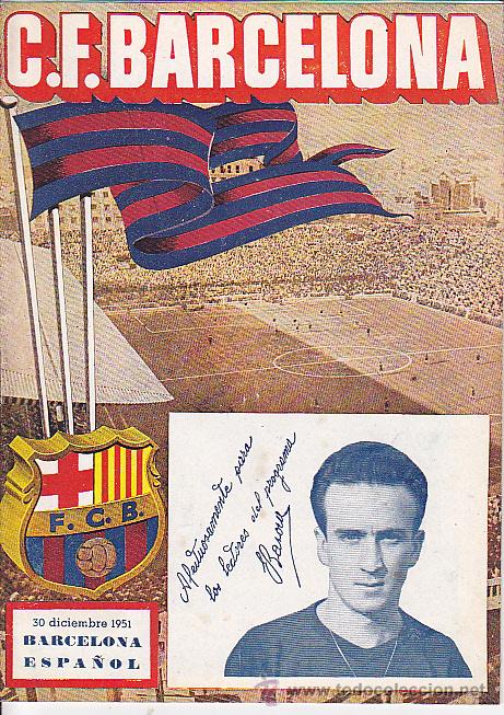 Coleccionismo deportivo: PROGRAMA OFICIAL C.F. BARCELONA 30-12-1951 - Foto 1