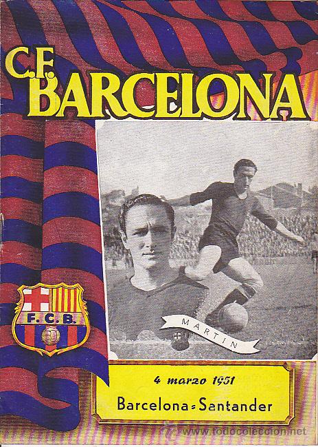 Coleccionismo deportivo: PROGRAMA OFICIAL C.F. BARCELONA 4-11-1951 BARCELONA - SANTANDER - Foto 1