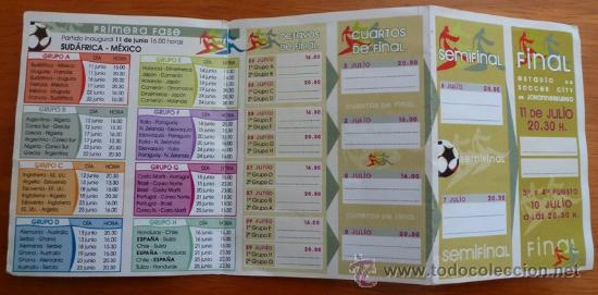 Coleccionismo deportivo: CALEDARIO DE PARTIDOS SUDAFRICA 2010. - Foto 2