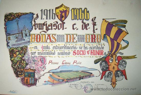 Sammelleidenschaft Sport: Diploma Bodas de Oro, Burjasot Club de Futbol 1916- 1966, Pedro Grau