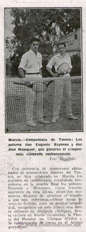 Coleccionismo deportivo: MURCIA. CAMPEONATO DE TENIS. A&Ntilde;O: 1926. RETAL DE REVISTA. FOTO: MENCHON