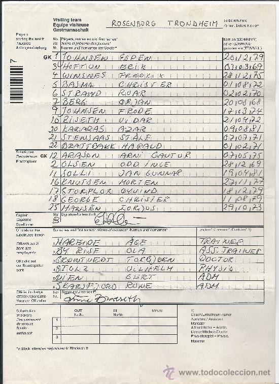 Coleccionismo deportivo: ACTA ARBITRAL ENCUENTRO DEPORTIVO-ROSENBORG - Foto 1