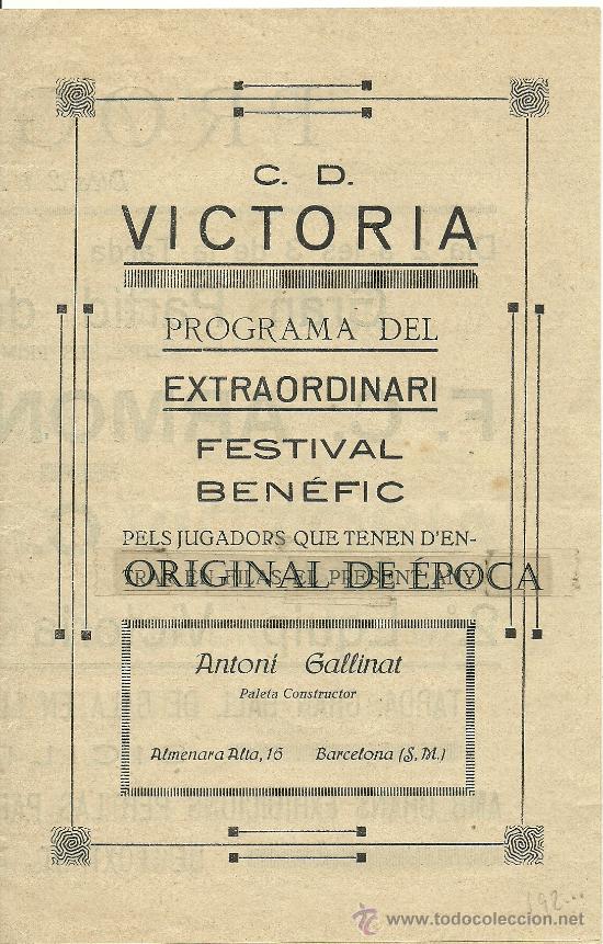 Coleccionismo deportivo: (F-113)PROGRAMA FOOT-BALL A&Ntilde;OS 20 C.D.VICTORIA - Foto 1
