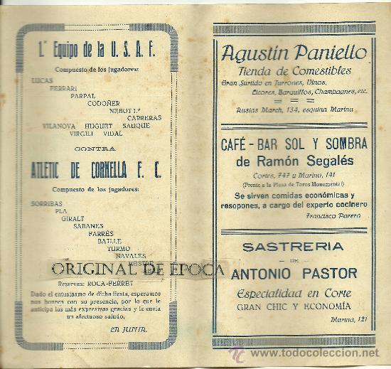 Coleccionismo deportivo: (F-112)PROGRAMA FOOT-BALL A&Ntilde;OS 20 U.S.AVANT FORTPIENC - Foto 2