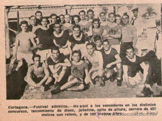 Coleccionismo deportivo: CARTAGENA. FESTIVAL ATHL&Eacute;TICO. A&Ntilde;O: 1927. RETAL DE REVISTA. ORIGINAL. FOTOGRAFIA: S&Aacute;EZ