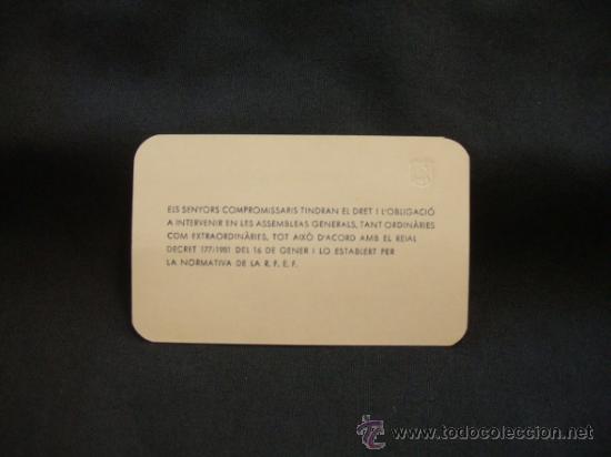 Coleccionismo deportivo: F.C. BARCELONA - CARNET COMPROMISSARI - 1984 - - Foto 2