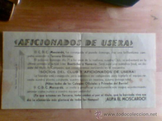 Sammelleidenschaft Sport: invitacion CD Moscardo antigua partido contra Boetticher Navarro celebraci&oacute;n ascenso a 3&ordf; division