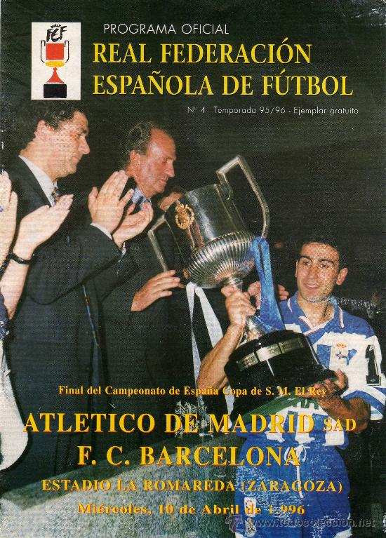 Coleccionismo deportivo: PROGRAMA OFICIAL FINAL COPA DEL REY 1996.EL A&Ntilde;O DEL DOBLETE DEL ATLETI - Foto 1