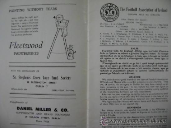 Coleccionismo deportivo: Programa oficial Irlanda (Eire) Espa&ntilde;a 5 mayo 1965 en Dalymount Park, Dublin - Foto 3