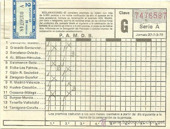 Coleccionismo deportivo: Quiniela  jornada 27-7-1976 , 2 apuestas - Foto 1