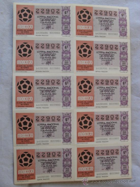 Sammelleidenschaft Sport: BILLETE LOTERIA DIEZ DECIMOS17-4-1982