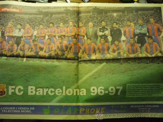 Coleccionismo deportivo: POSTER CENTRAL EL PERIODICO -FUTBOL PLantilla f.c.barcelonA 96-97