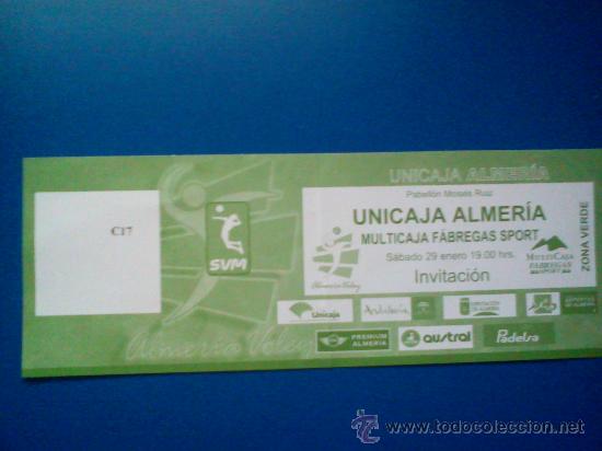 Collectionnisme sportif: entrada voleibol. partido unicaja almeria-multicaja fabregas zaragoza. 2010-11. acm