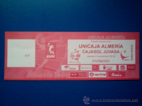 Collectionnisme sportif: entrada voleibol. partido unicaja almeria - cajasol juvasa sevilla. 2010-11. acm