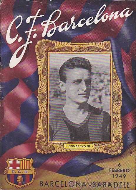 Coleccionismo deportivo: PROGRAMA OFICIAL C.F.BARCELONA 6-2-1949  BARCELONA  SABADELL - Foto 1
