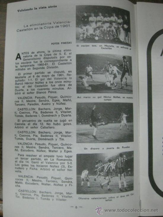 Coleccionismo deportivo: PROGRAMA OFICIAL VALENCIA C.F- C.D. CASTELLON - A&Ntilde;O 1973 - COPA DEL GENERALISIMO - Foto 3