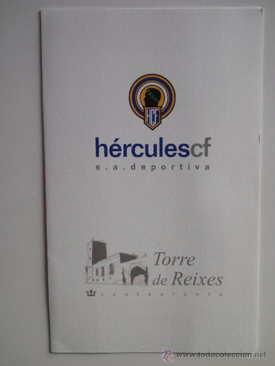 Sports collectibles: MINUTA DE LA COMIDA DEL ASCENSO DEL HERCULES C.F A 1&ordf; DIVISION A&Ntilde;O 2010