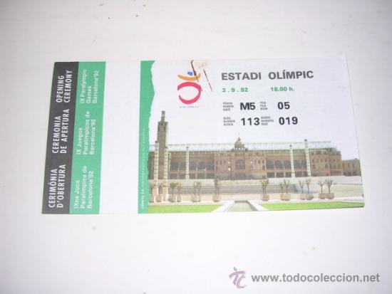 Sammelleidenschaft Sport: ENTRADA CEREMONIA APERTURA IX JUEGOS PARALIMPICOS DE BARCELONA 1992 ESTADI OLIMPIC