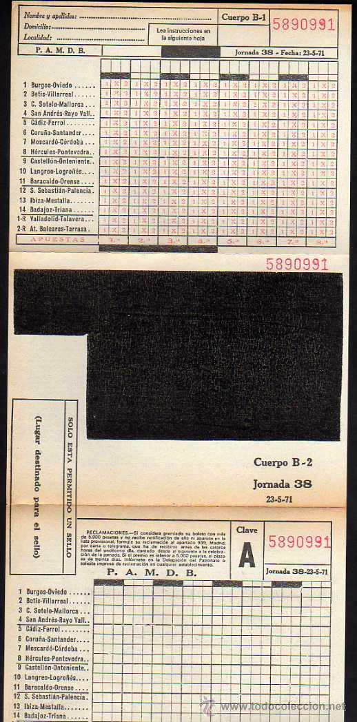 Coleccionismo deportivo: QUINIELA SIN USAR 1971 - JORNADA 38, 23-5-71 - Foto 1