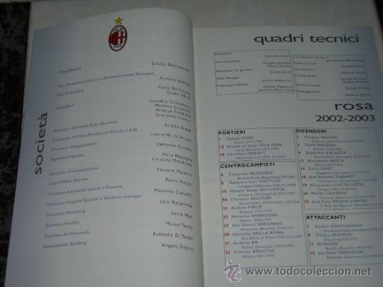 Coleccionismo deportivo: Programa Liga italiana  Milan - Como (2002/2003) - Foto 4
