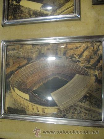 Coleccionismo deportivo: Cuadro del FCBarcelona con los dos estadios 1927-1987, 50x40cms - Foto 2