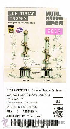 Coleccionismo deportivo: ENTRADA OPEN MUTUA DE MADRID 2013 DE TENIS - Foto 1
