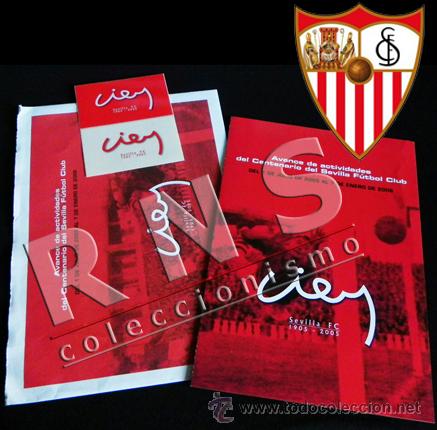 Collezionismo sportivo: LOTE CENTENARIO DEL SEVILLA FC D&Iacute;PTICO SOBRE Y PEGATINAS F&Uacute;TBOL CLUB DEPORTE 100 A&Ntilde;OS 2005 CIEN DE