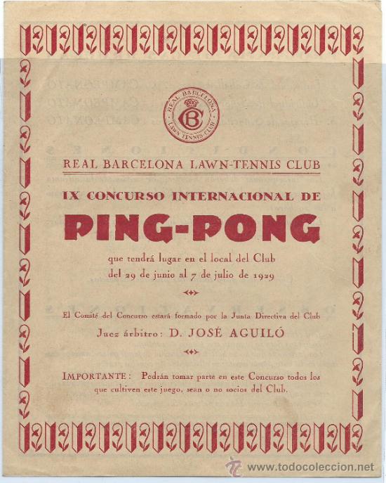 Coleccionismo deportivo: IX CONCURSO INTERNACIONAL DE PING PONG. 1929 - Foto 1