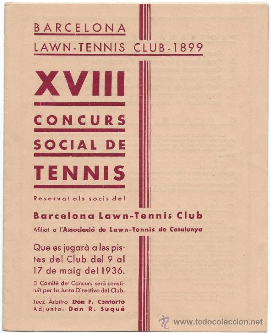 Sammelleidenschaft Sport: XVIII Concurso social de Lawn-Tenns. 1936
