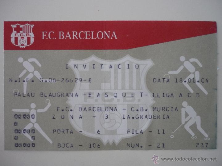 Coleccionismo deportivo: ENTRADA BALONCESTO ACB PALAU BLAUGRANA FC BARCELONA - C B MURCIA TEMPORADA 2003 2004 - BAR&Ccedil;A