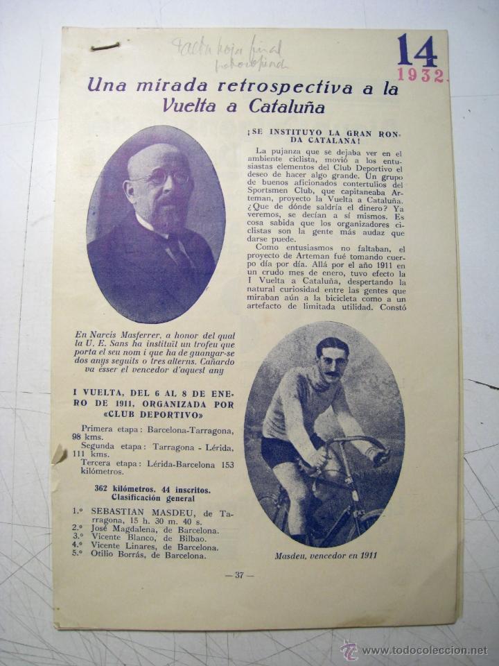 Coleccionismo deportivo: UNA MIRADA RETROSPECTIVA A LA VUELTA A CATALU&Ntilde;A (VOLTA CATALUNYA) - ARTICULO DE REVISTA