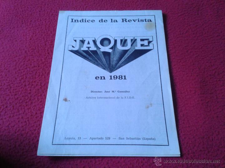 Coleccionismo deportivo: ANTIGUO Y DIFICIL FOLLETO INDICE DE LA REVISTA JAQUE EN 1981 AJEDREZ CHESS