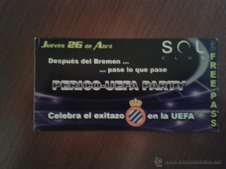 Coleccionismo deportivo: flyer fiesta rcd espanyol r.c.d espa&ntilde;ol post semifinales fiesta copa UEFA 2007 sol club Barcelona