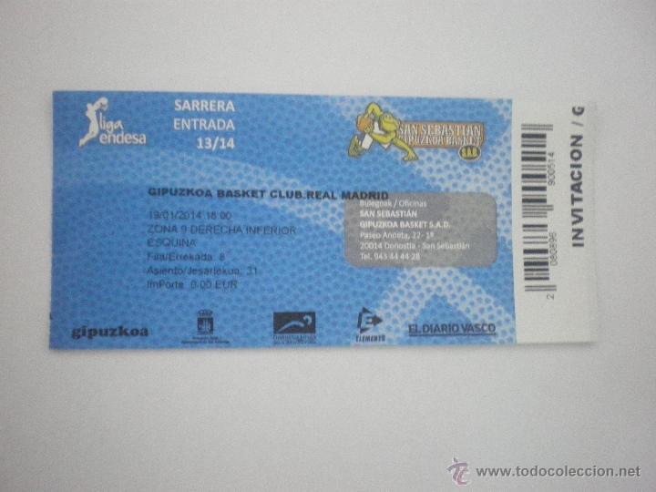 Sammelleidenschaft Sport: Entrada baloncesto Gipuzkoa Basket - Real Madrid - Temporada 2013/2014 - 19/01/2014