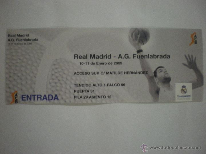 Sammelleidenschaft Sport: Entrada baloncesto - Real Madrid - A.G. Fuenlabrada - Liga ACB-Temp. 2008/2009 - 10/01/2009