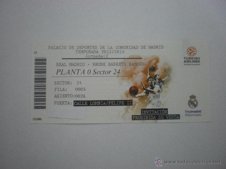 Sammelleidenschaft Sport: Entrada Real Madrid - Brose Baskets Bamberg - Euroliga - Temporada 2013/2014 - Jornada 2