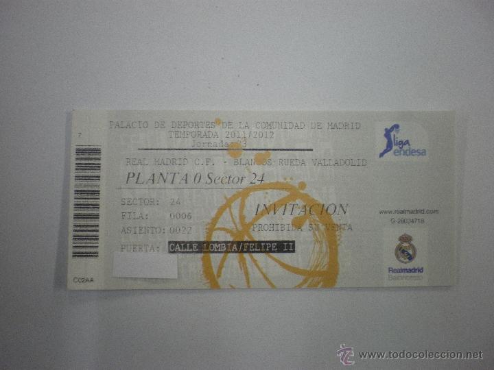 Sammelleidenschaft Sport: Entrada baloncesto - Real Madrid - Blanco de Rueda Valladolid - Temporada 2011/2012 - Jornada 23