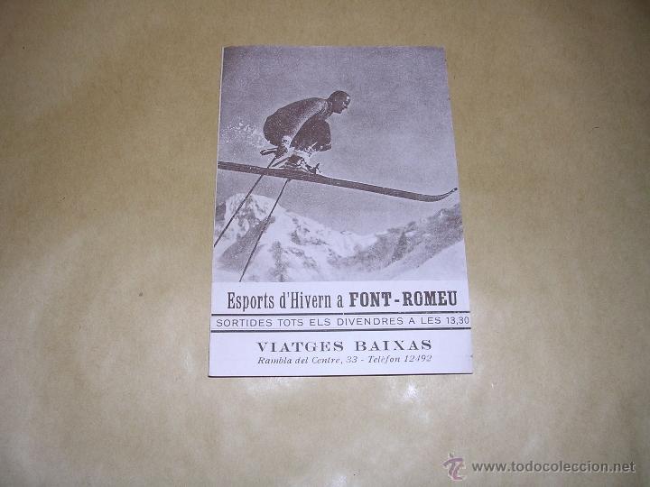 Sammelleidenschaft Sport: FOLLETO SKI - ESPORTS D'HIVERN A FONT- ROMEU . A&Ntilde;OS 20/30 - 4 PAG. 14X9,5 CM.