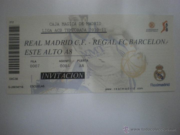 Sports collectibles: Entrada baloncesto Real Madrid - F.C. Barcelona - Liga ACB - Temporada 2010/2011