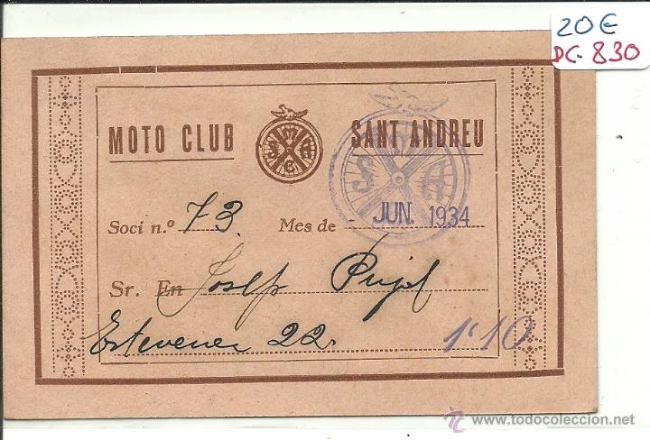 Sammelleidenschaft Sport: (DC-830)CARNET DEL MOTO CLUB SAN ANDREU JUNIO 1934