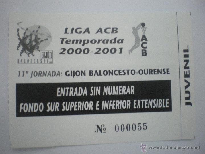 Sammelleidenschaft Sport: Entrada de baloncesto Gij&oacute;n Baloncesto-C. Ourense Baloncesto-Liga ACB-Temporada 2000/2001-Jornada 11