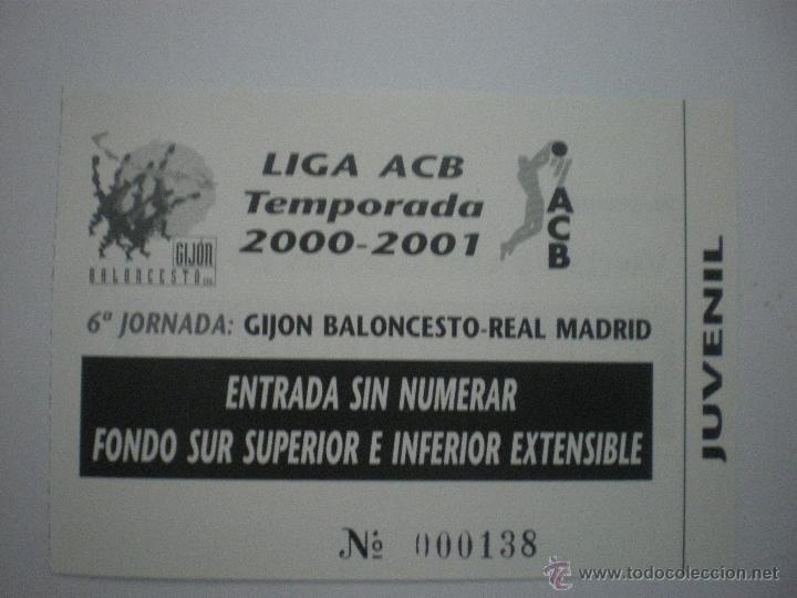 Sammelleidenschaft Sport: Entrada baloncesto Gij&oacute;n Baloncesto-Real Madrid-Liga ACB-Temporada 2000/2001-Jornada 6
