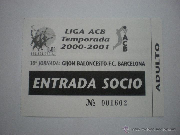 Sammelleidenschaft Sport: Entrada baloncesto Gij&oacute;n Baloncesto - F.C. Barcelona - Liga ACB - Temporada 2000/2001 - Jornada 30